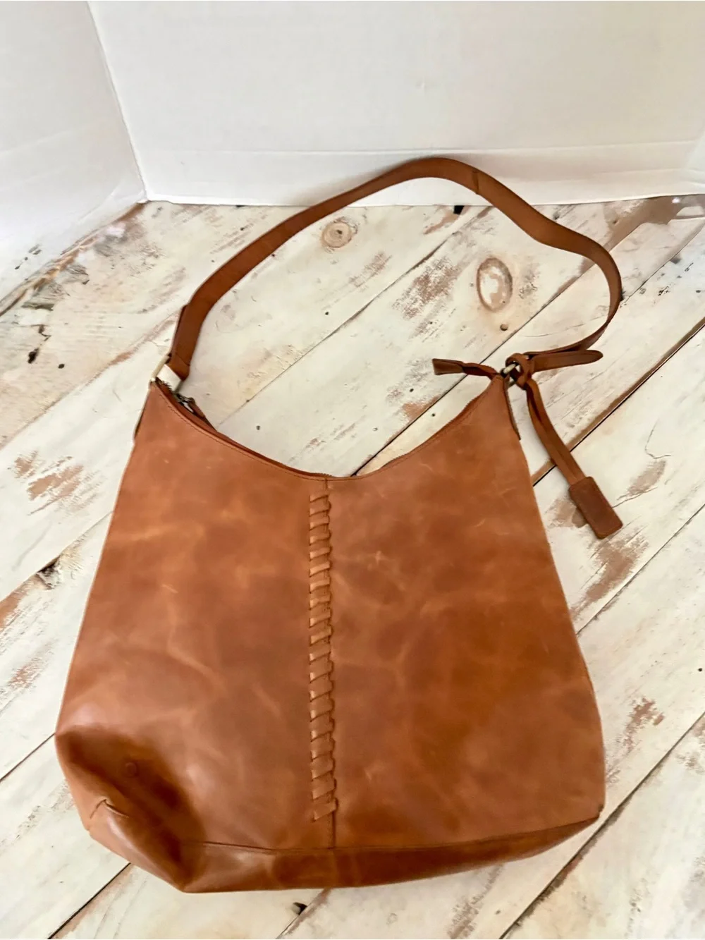Born whipstitch faux leather hobo bag distressed shoulder purse whipstitch boho